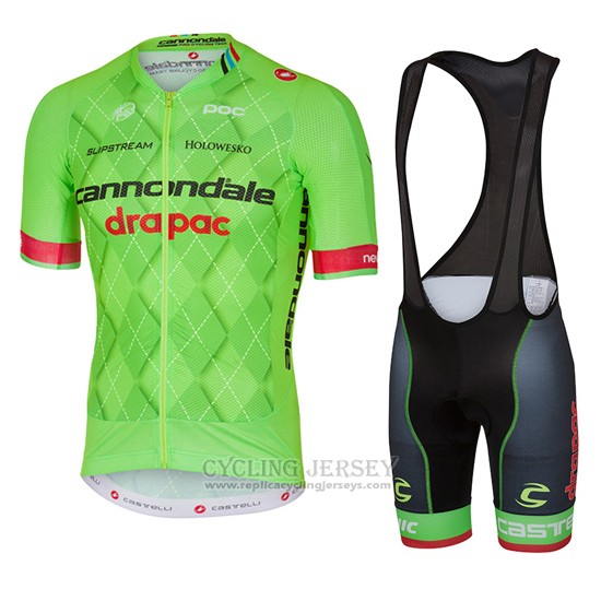 2016 Cycling Jersey Cannondale Drapac Green and Black Short Sleeve and Bib Short
